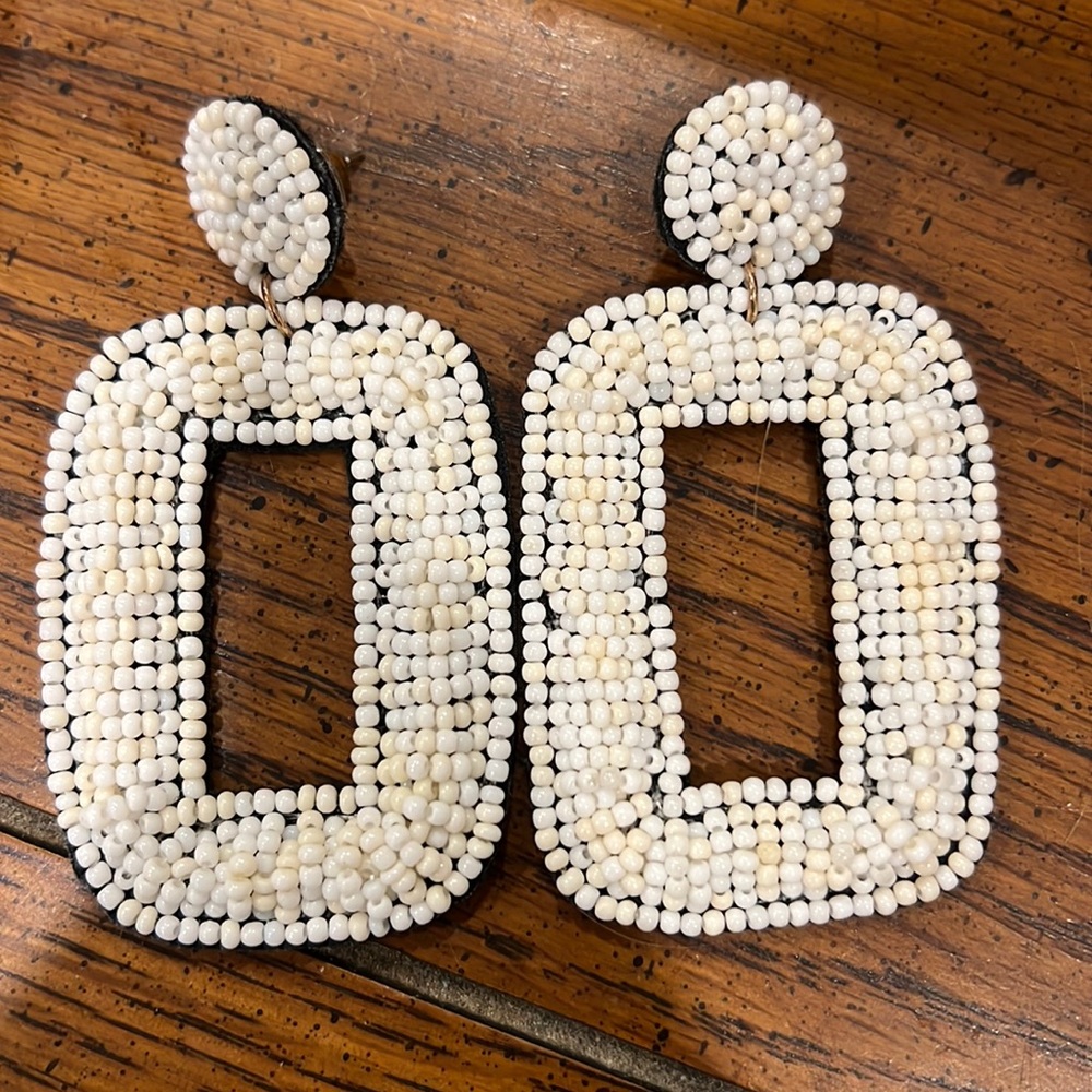 White beaded earrings